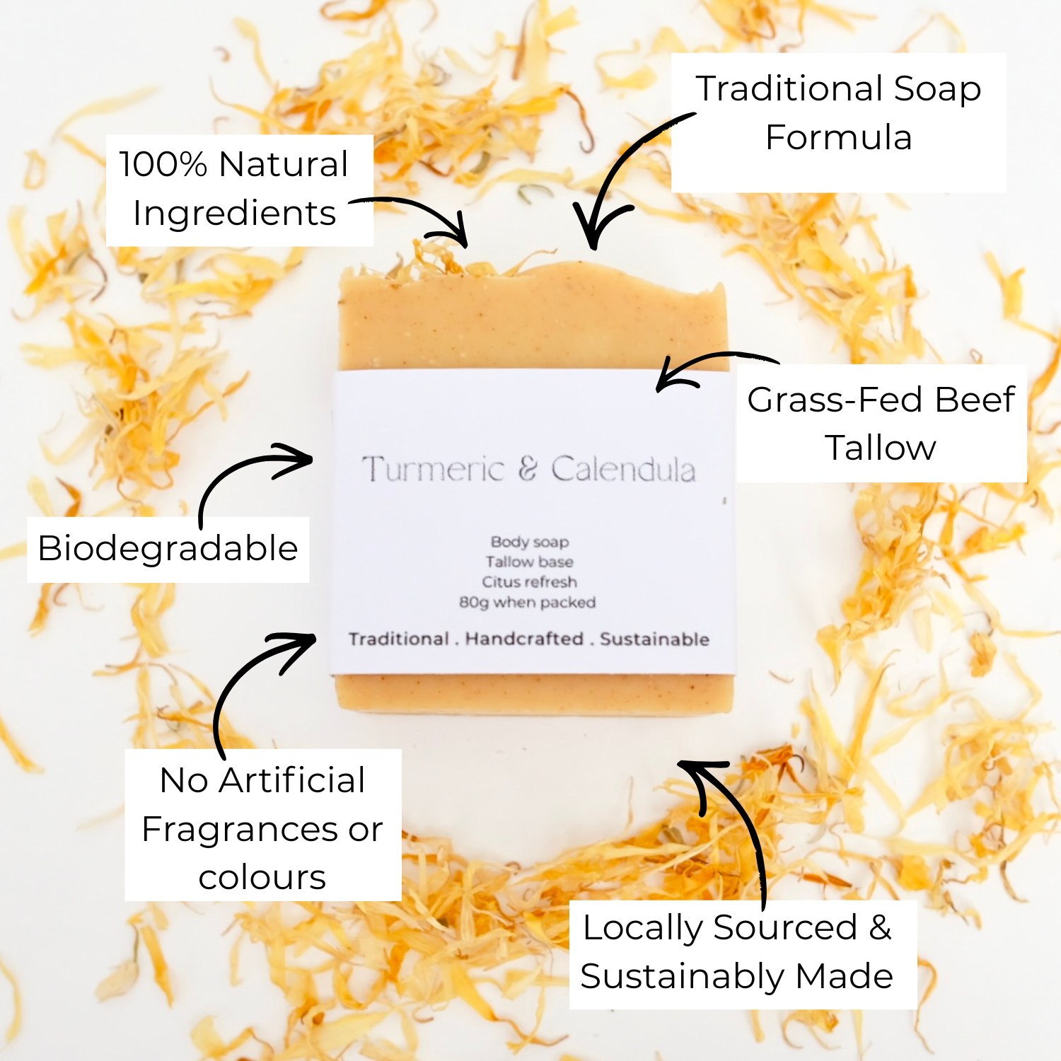 Turmeric & Calendula Tallow Soap 85g