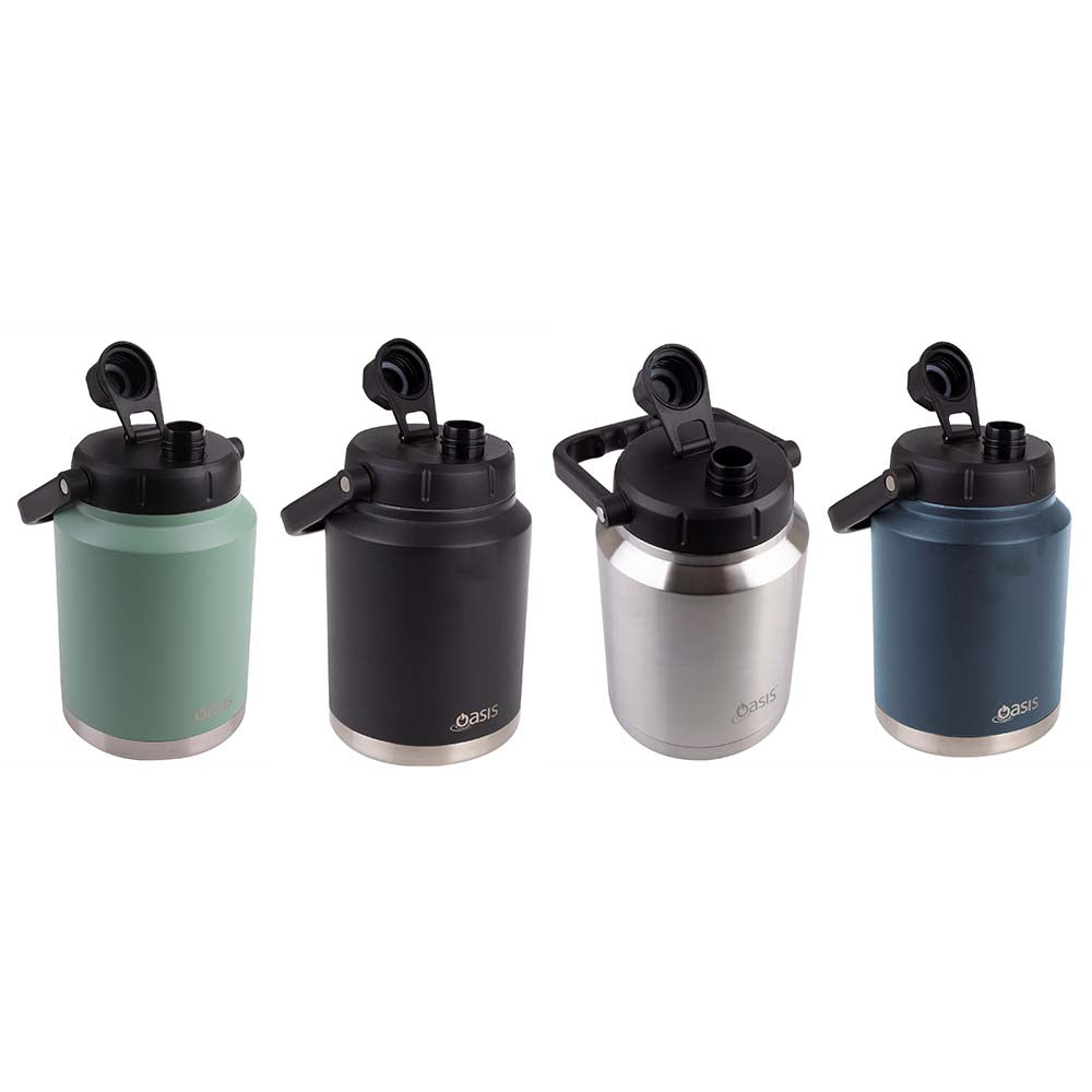 S/S DOUBLE WALL INSULATED JUG WITH CARRY HANDLE 2.1L