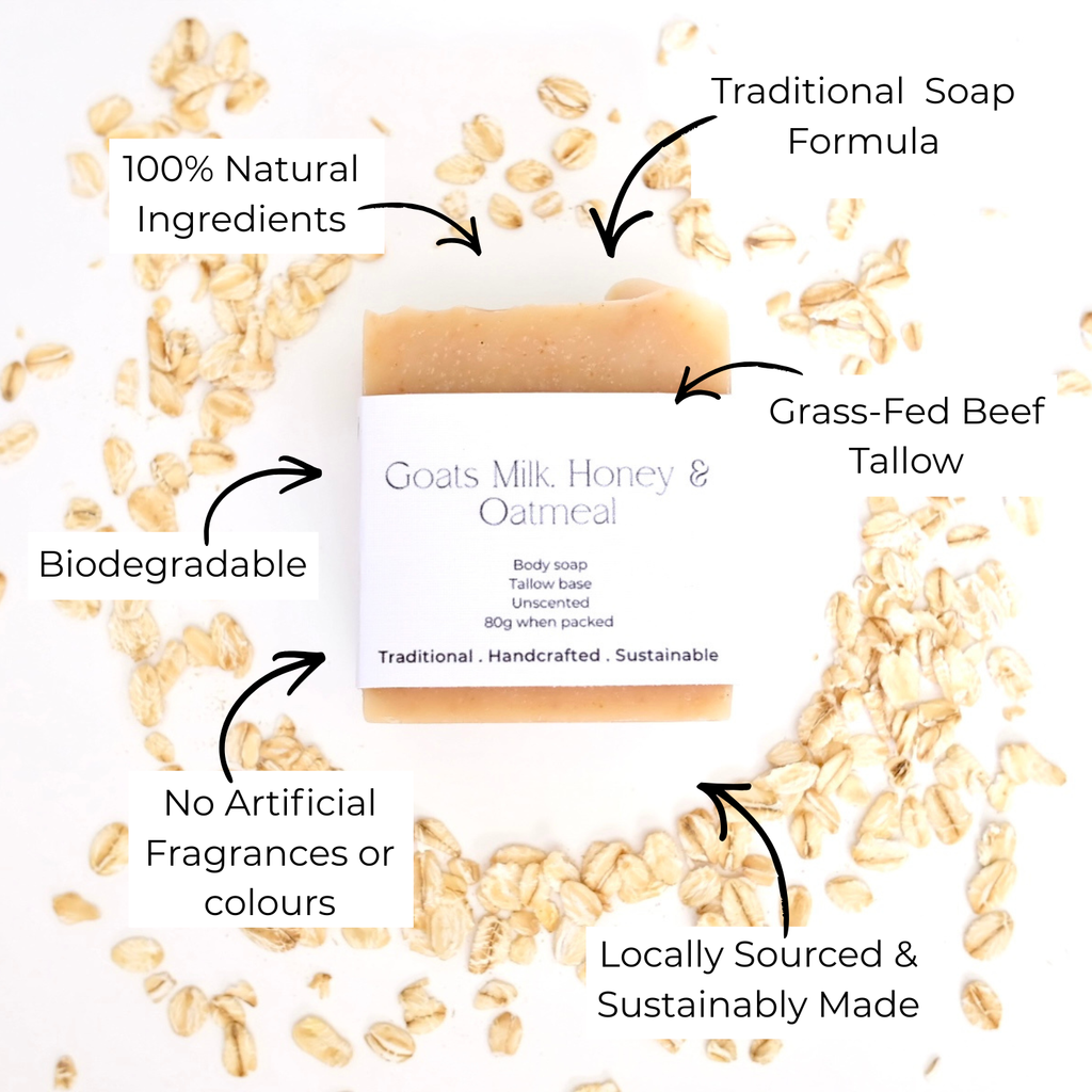 Goats Milk, Honey and Oats Tallow Soap 85g