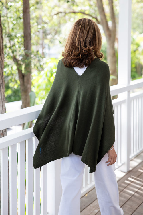 Deep Olive Cotton Cashmere Topper