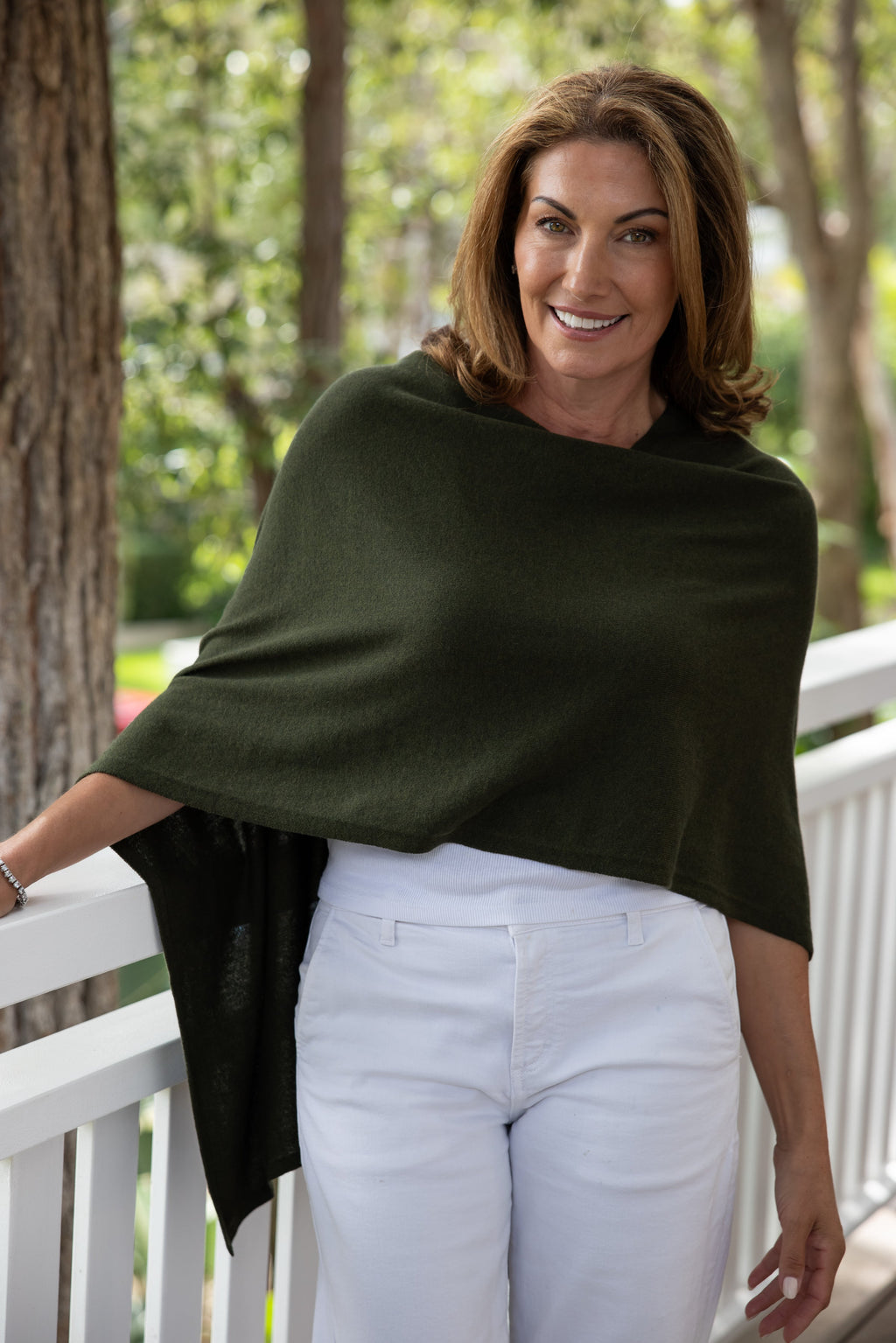 Deep Olive Cotton Cashmere Topper