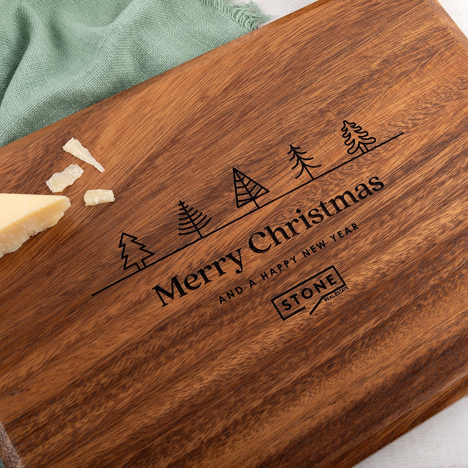 Engraved Rectangle Walnut Wooden Cheese Board Corporate Christmas Gift