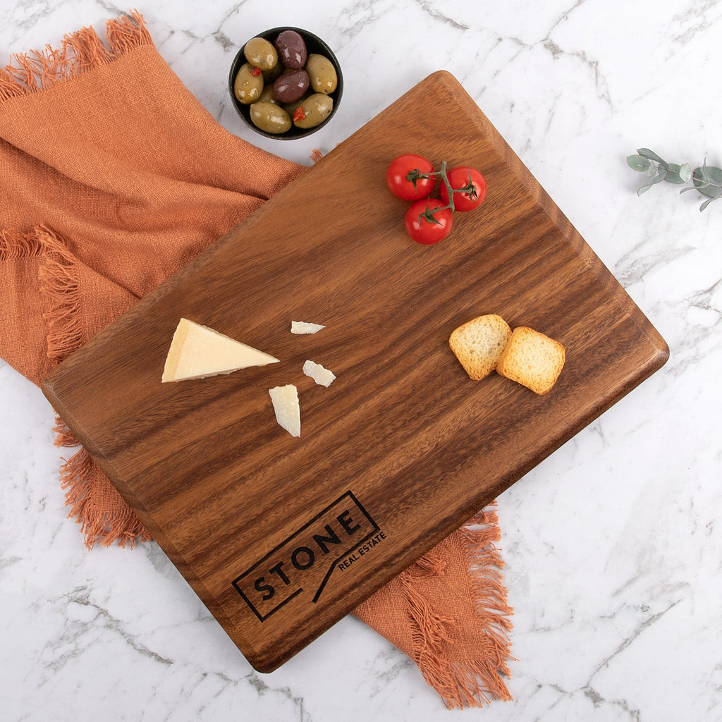 Engraved Rectangle Walnut Wooden Cheese Board Corporate Gift