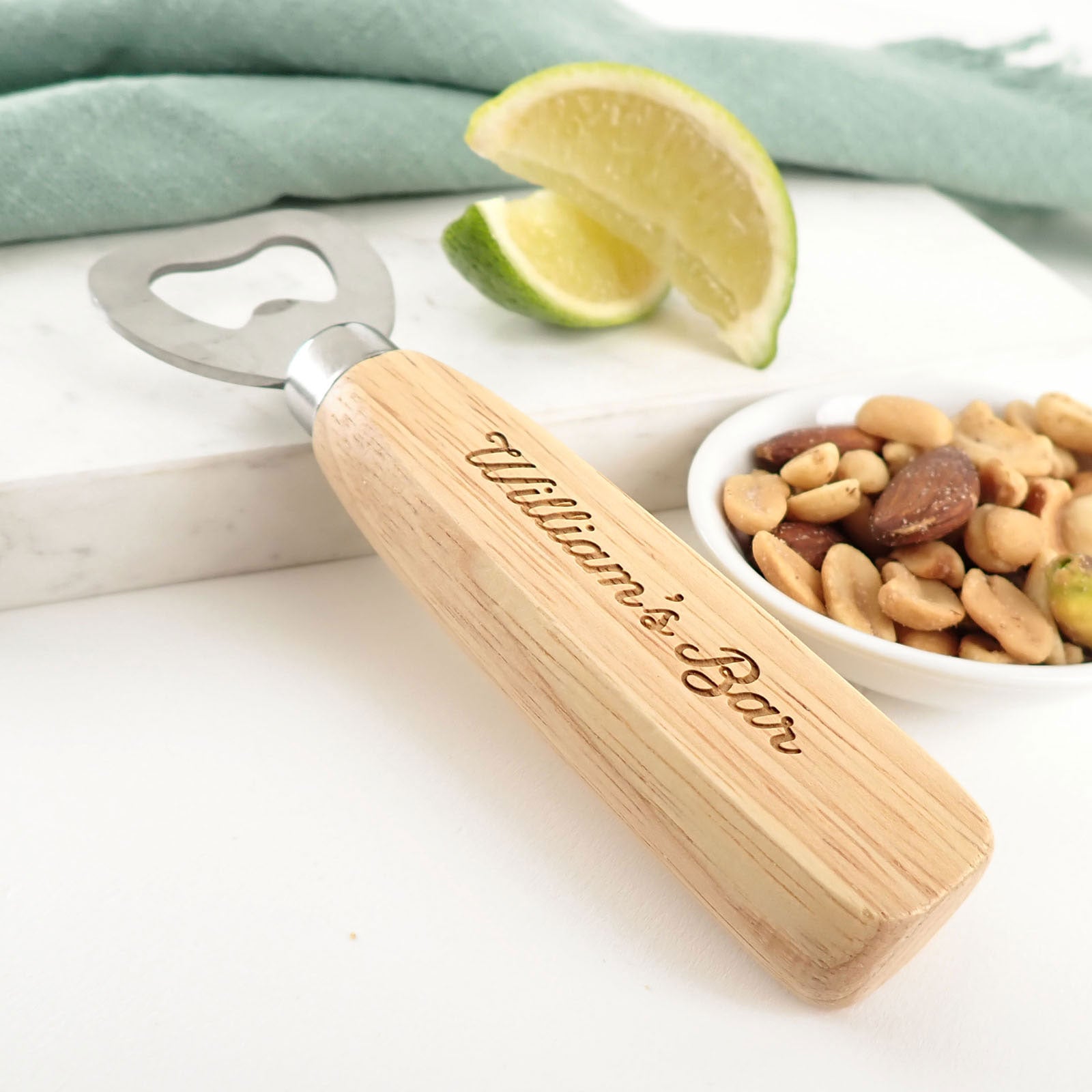 Engraved Wooden Handle Bottle Opener Christmas Gift