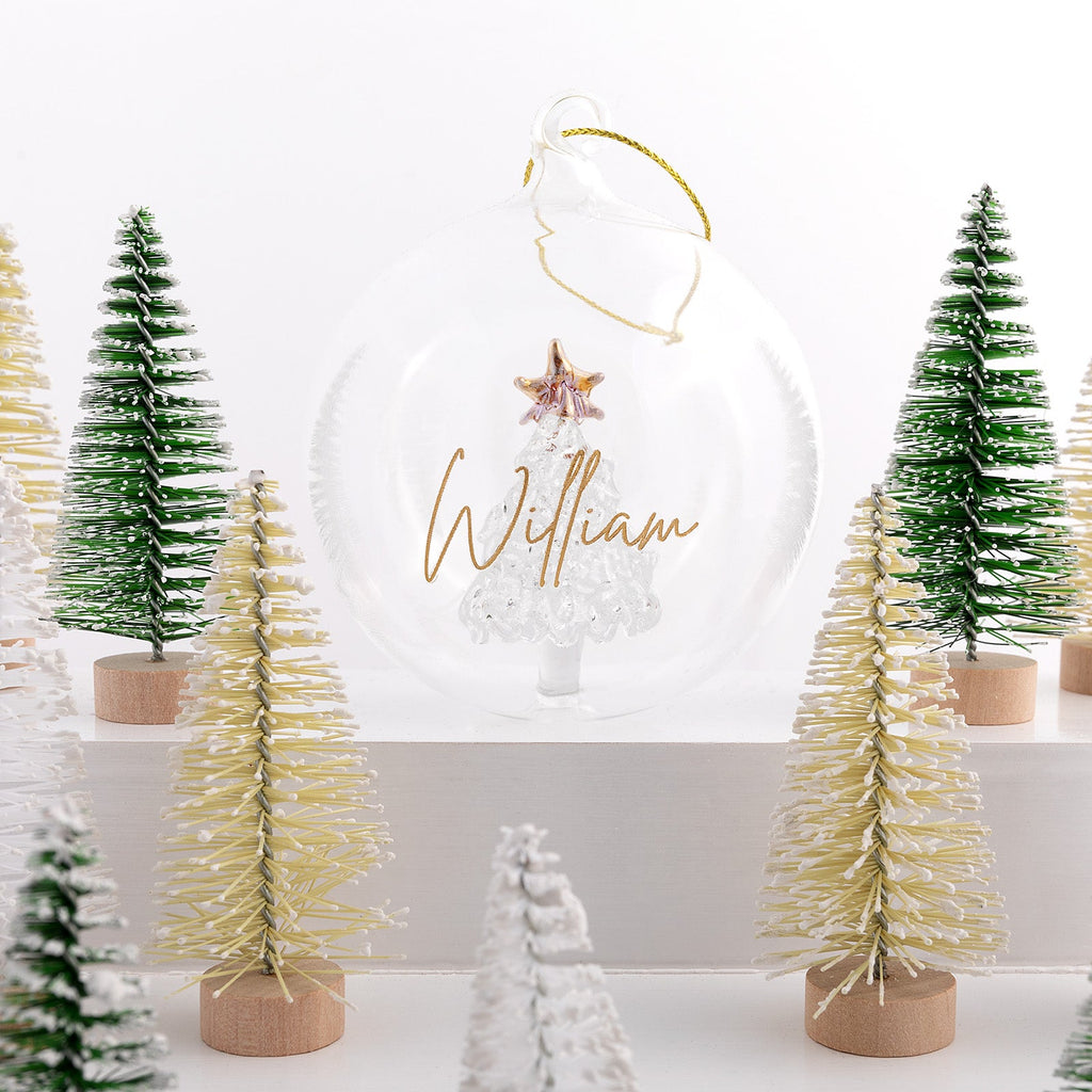 Personalised Christmas Baubles Glass Tree