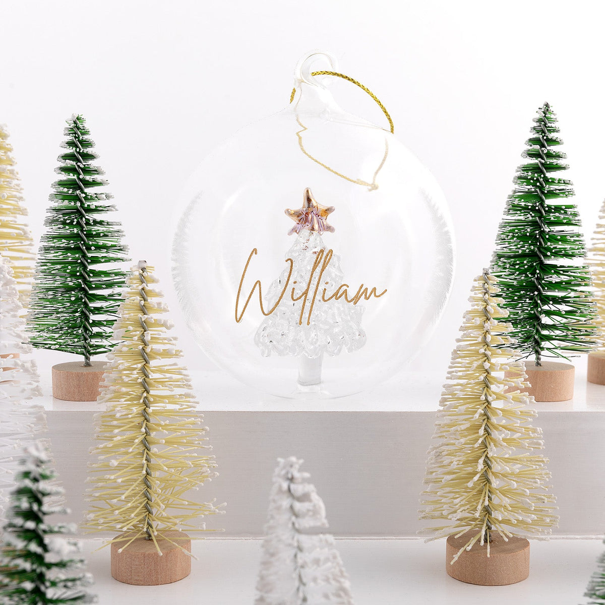 Personalised Christmas Baubles Glass Tree