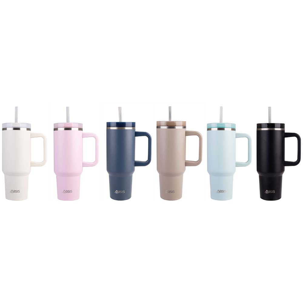 STAINLESS STEEL DOUBLE WALL INSULATED "COMMUTER" TRAVEL TUMBLER 1.2l