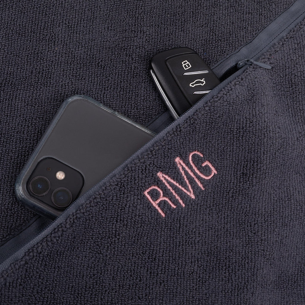 Sweat towel for gym lovers with initials stitched in bold font