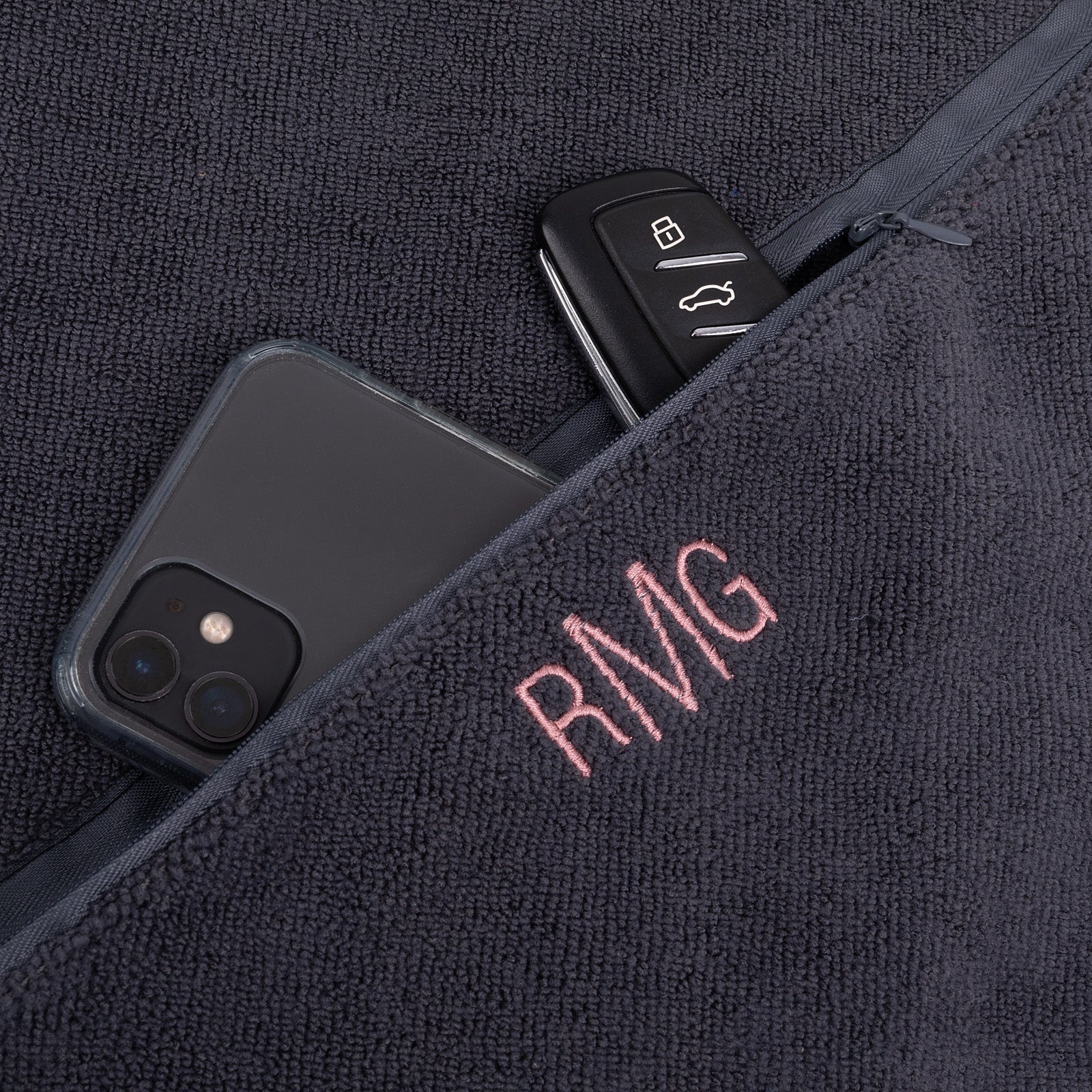 Sweat towel for gym lovers with initials stitched in bold font