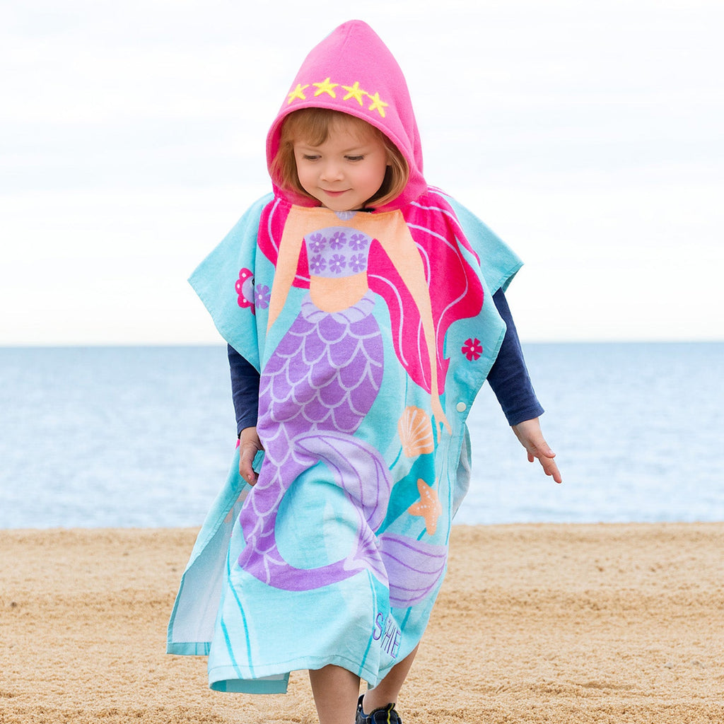 Embroidered Kids' Hooded Mermaid Beach Towel