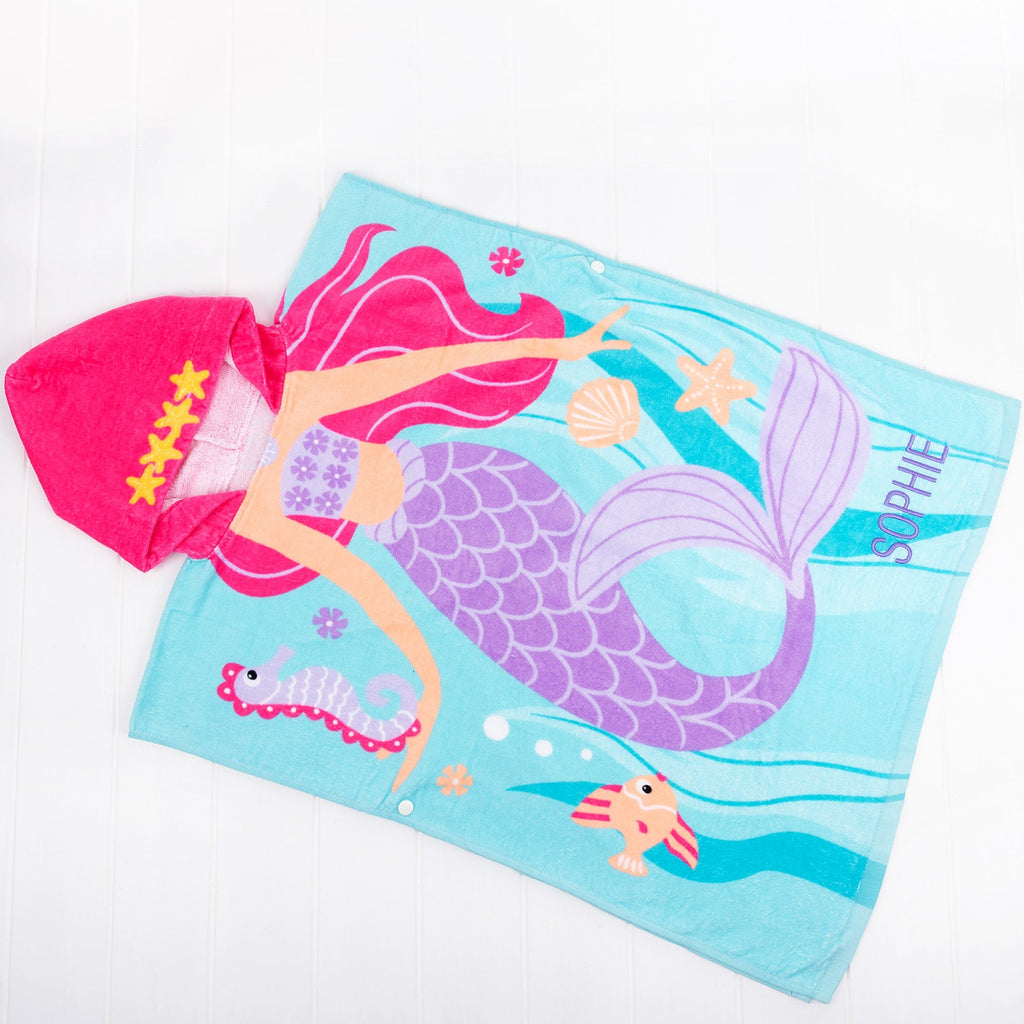 Embroidered Kids' Hooded Mermaid Beach Towel