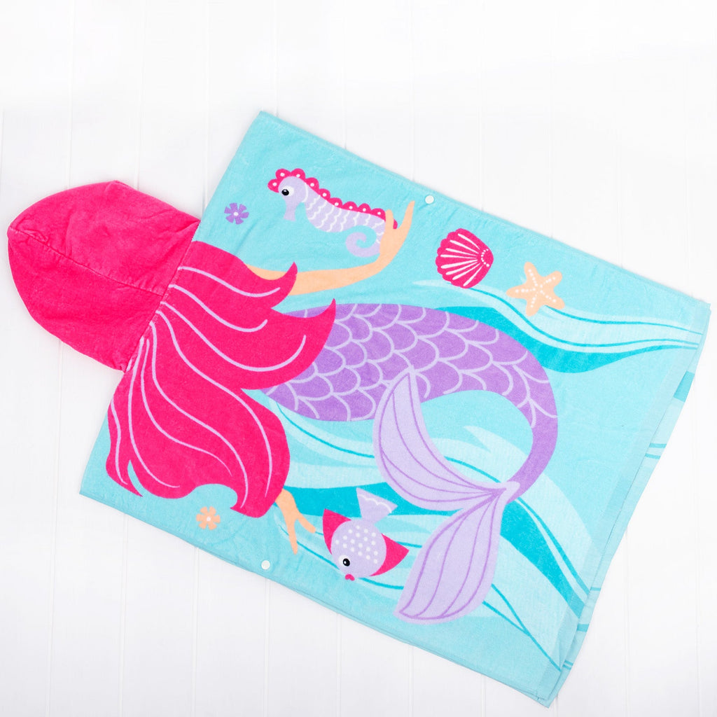 Embroidered Kids' Hooded Mermaid Beach Towel