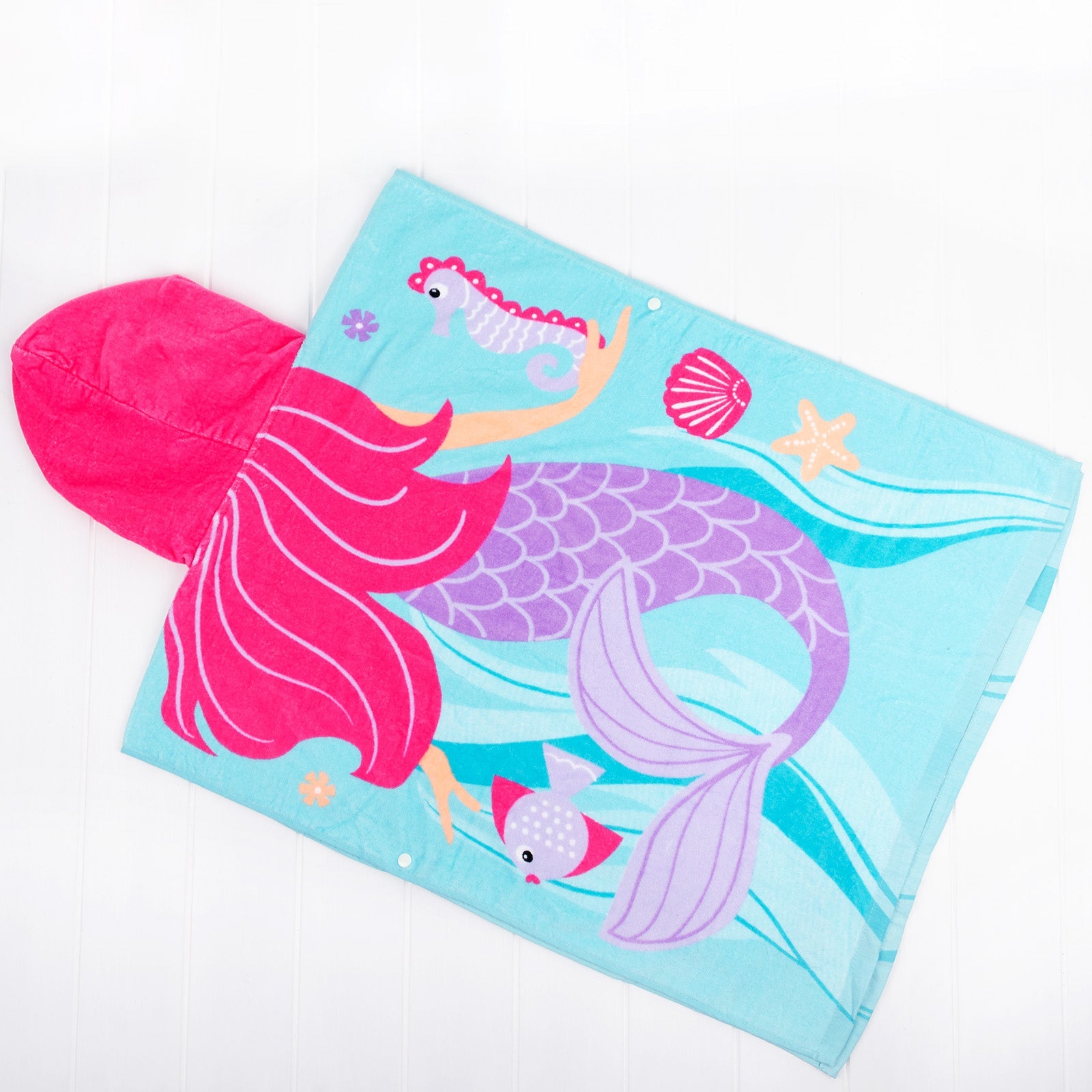 Embroidered Kids' Hooded Mermaid Beach Towel