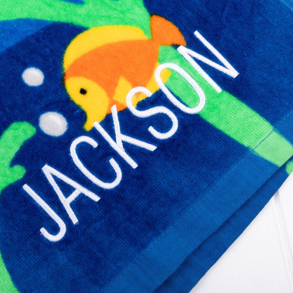 Embroidered Kids' Hooded Shark Beach Towel