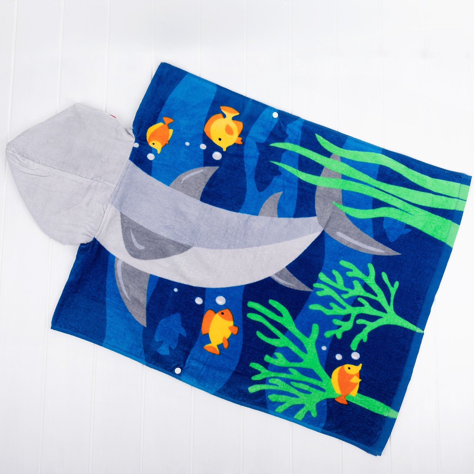 Embroidered Kids' Hooded Shark Beach Towel