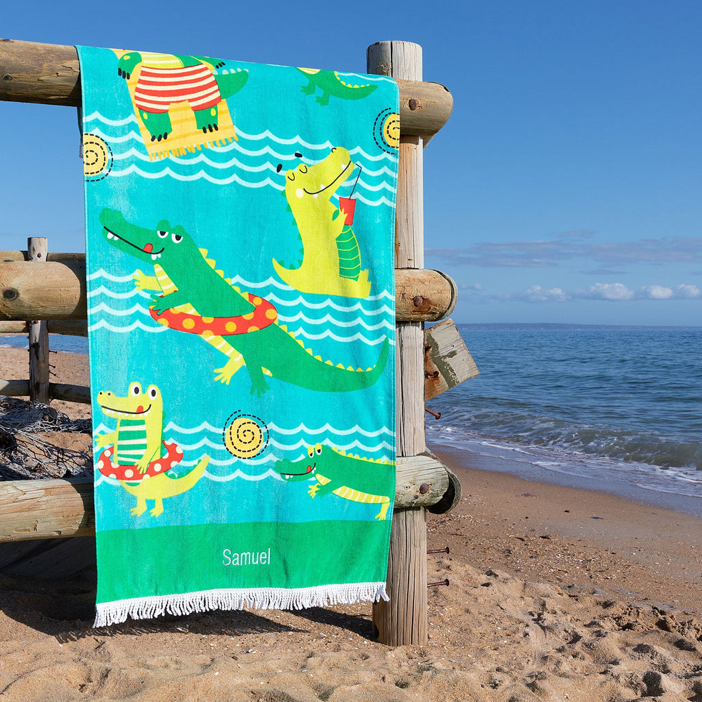 Embroidered Kids Beach Towel Crocodile