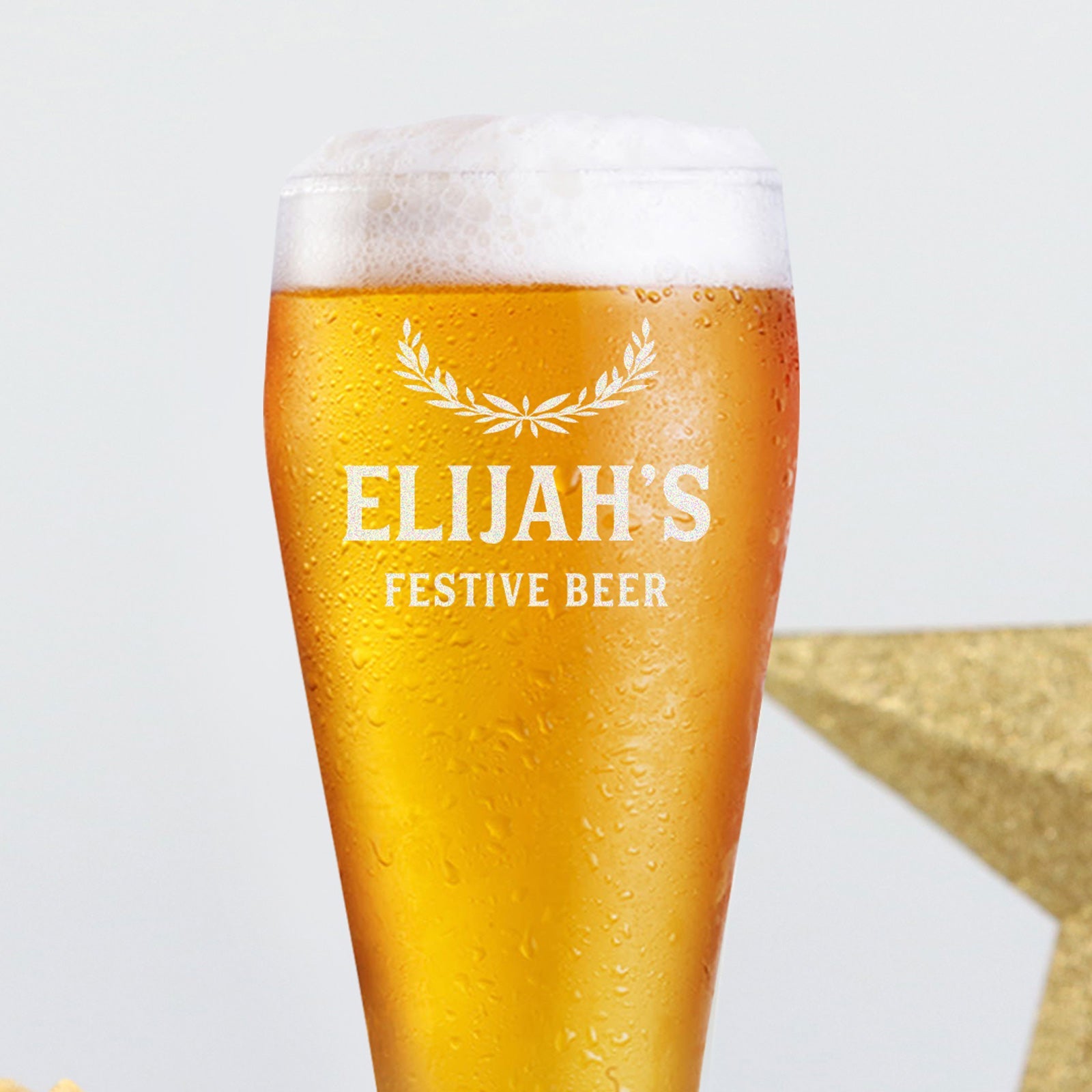 Christmas 425ml Engraved Schooner Beer Glass