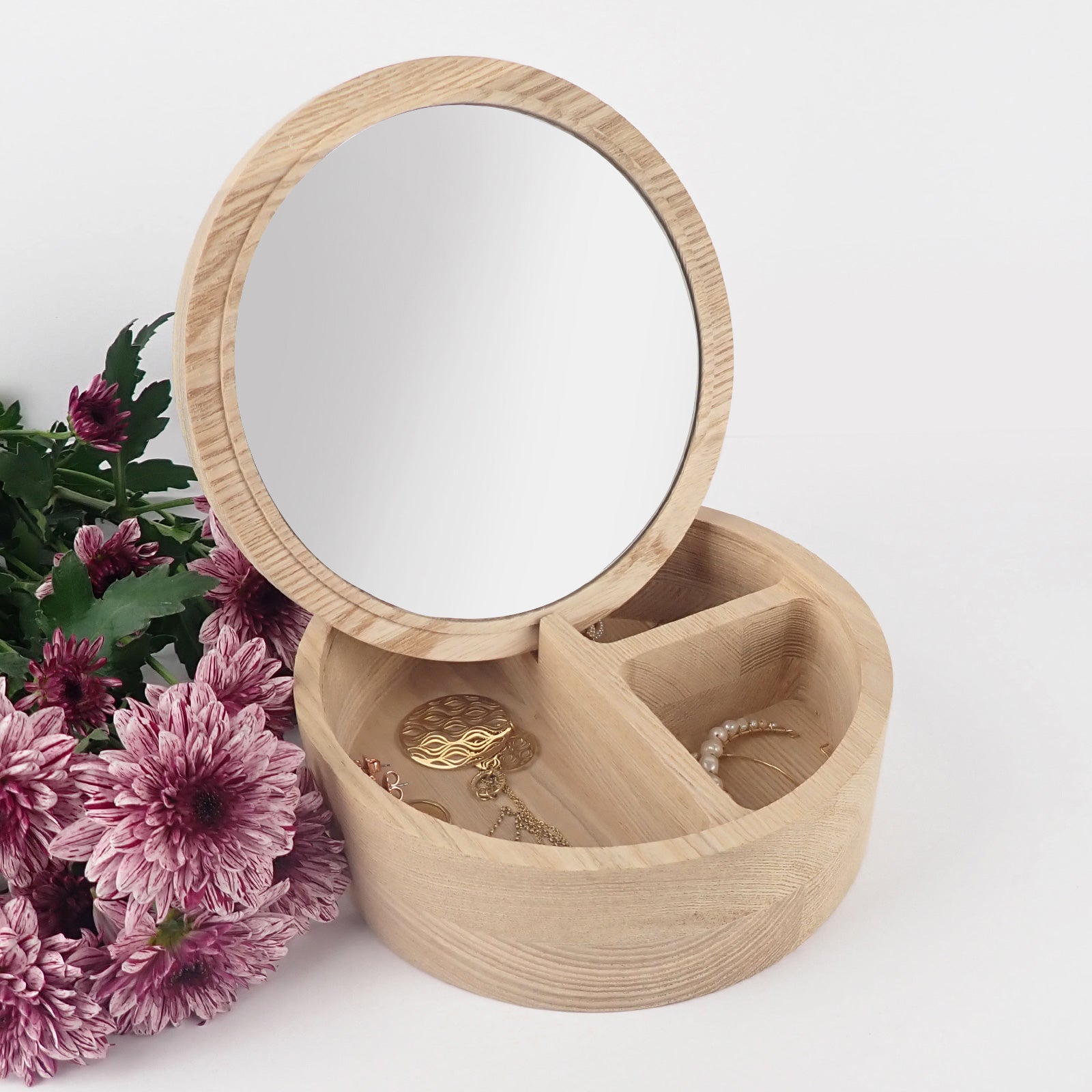 Customised Engraved Monogrammed Mirror Wooden Jewellery Box