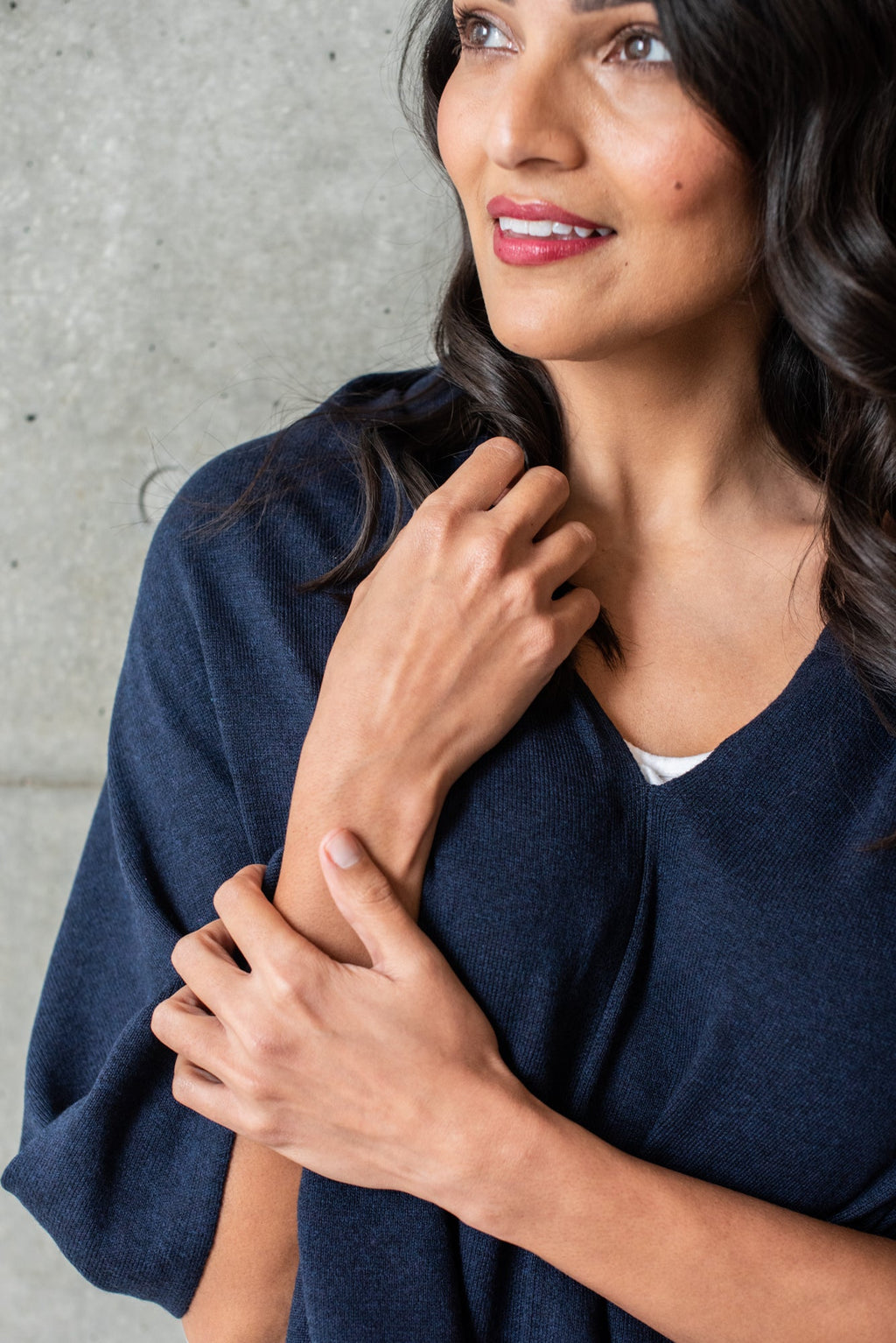 French Navy Cotton Cashmere Topper