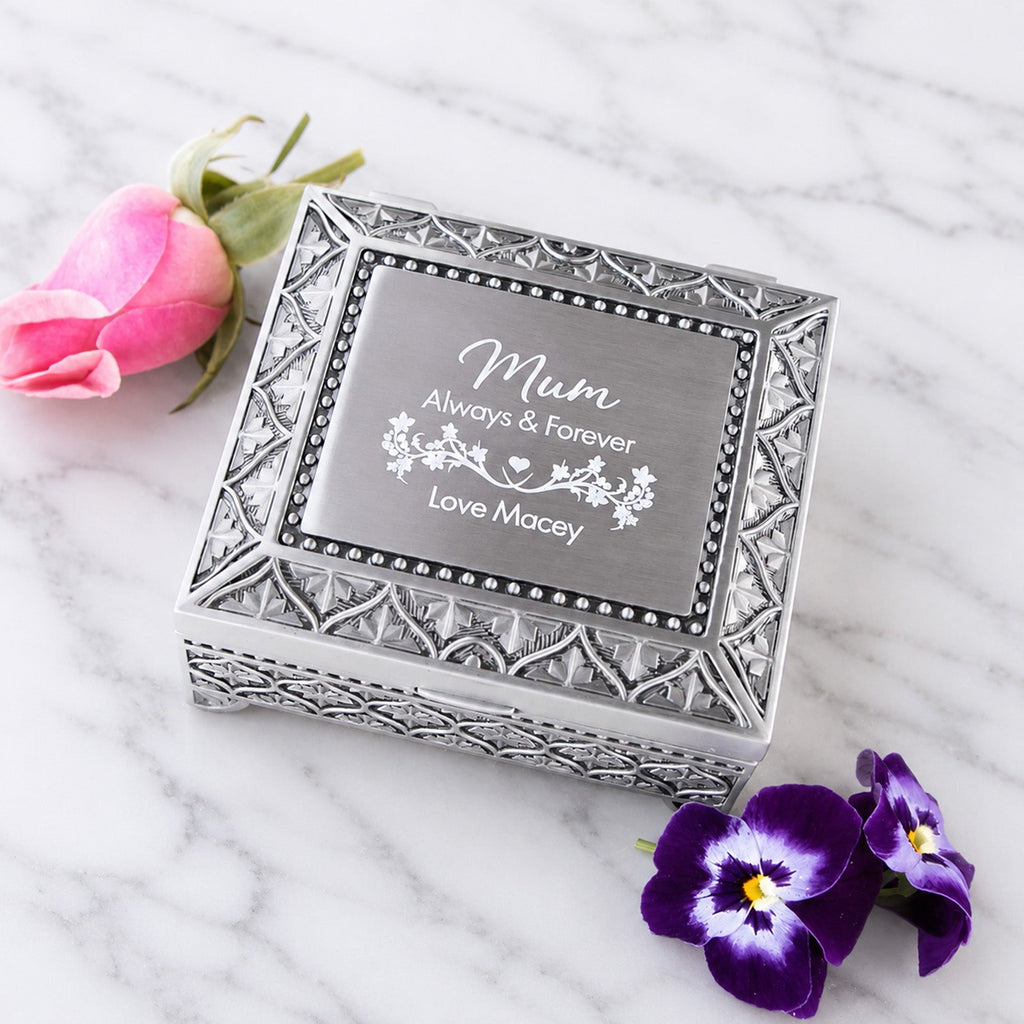 Engraved Mother's Day Pewter Jewellery Box