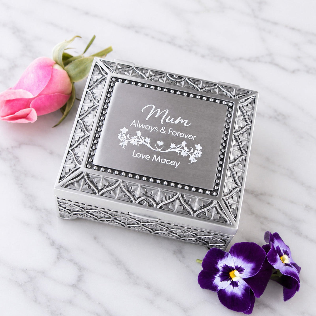 Engraved Mother's Day Pewter Jewellery Box