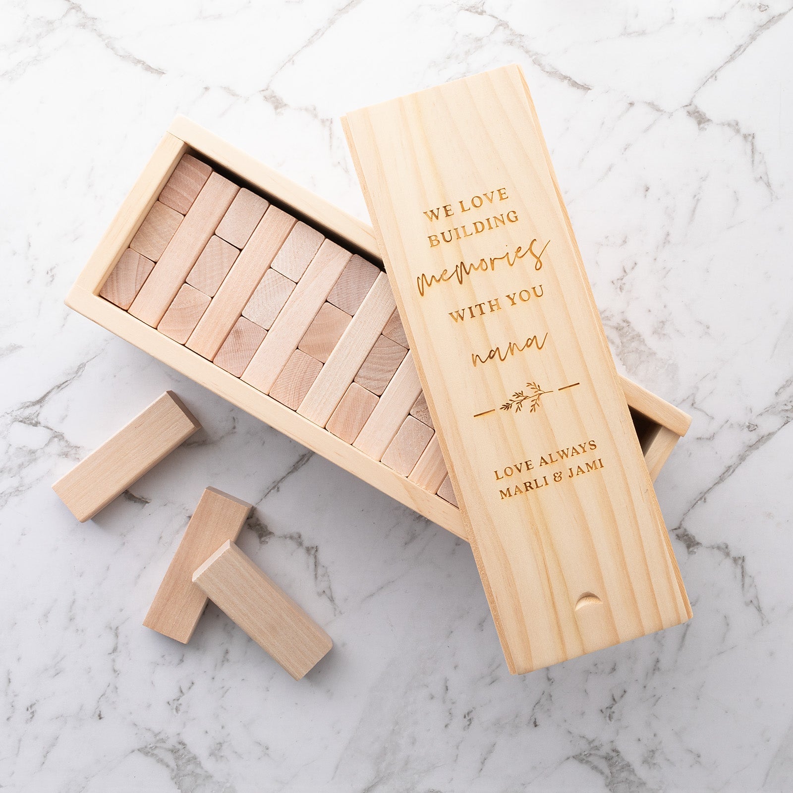 Mother's Day Engraved Wooden "Building Memories" Tumbling Tower