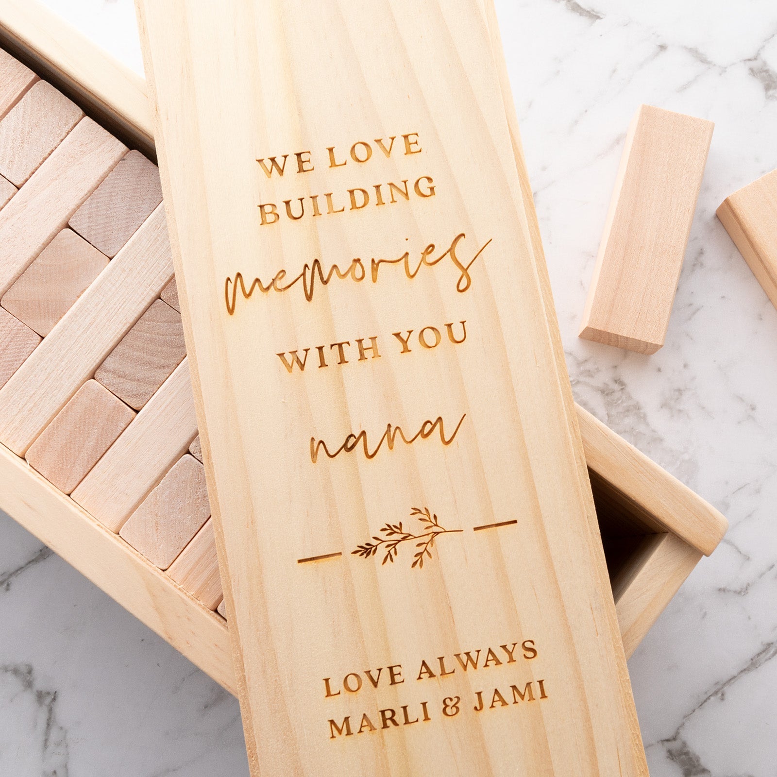 Mother's Day Engraved Wooden "Building Memories" Tumbling Tower