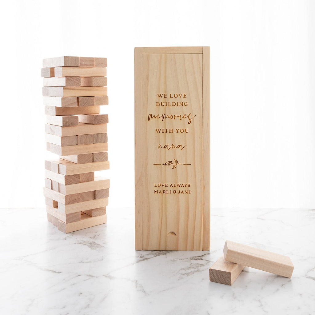 Mother's Day Engraved Wooden "Building Memories" Tumbling Tower
