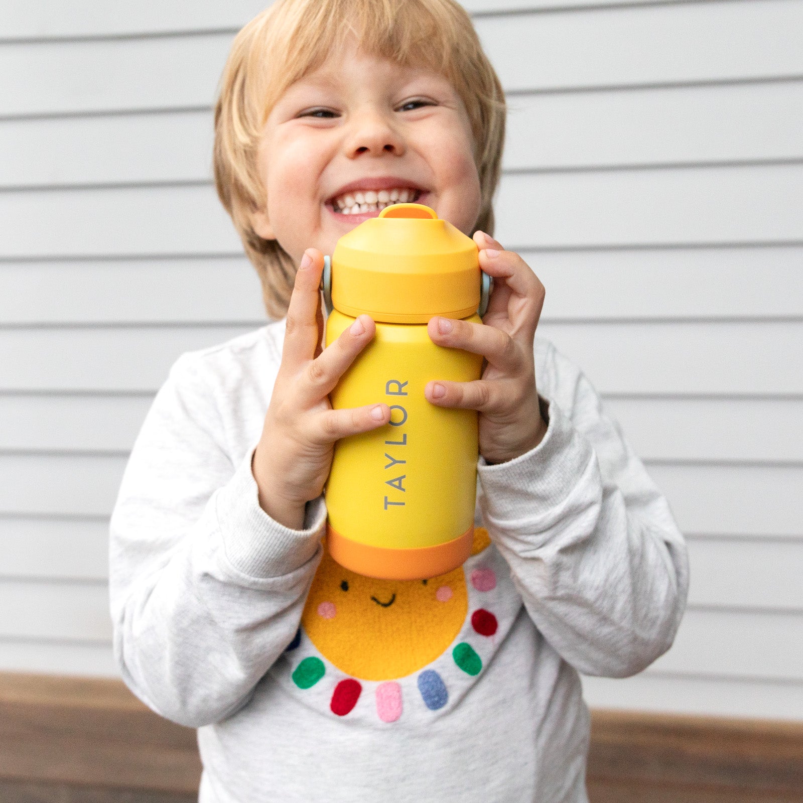 Engraved Stainless Steel 360ml Kids Water Bottle with Carry Handle
