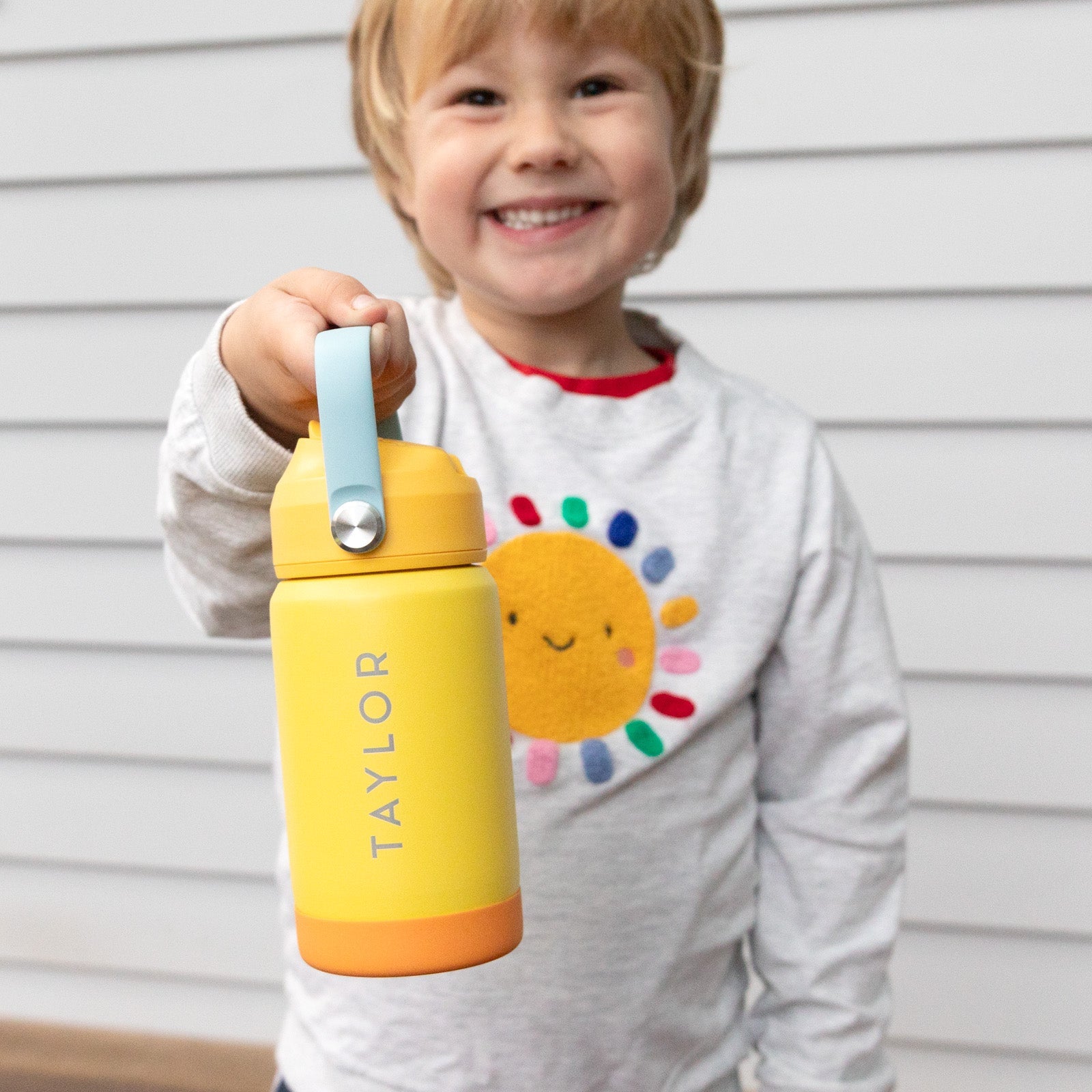 Engraved Stainless Steel 360ml Kids Water Bottle with Carry Handle