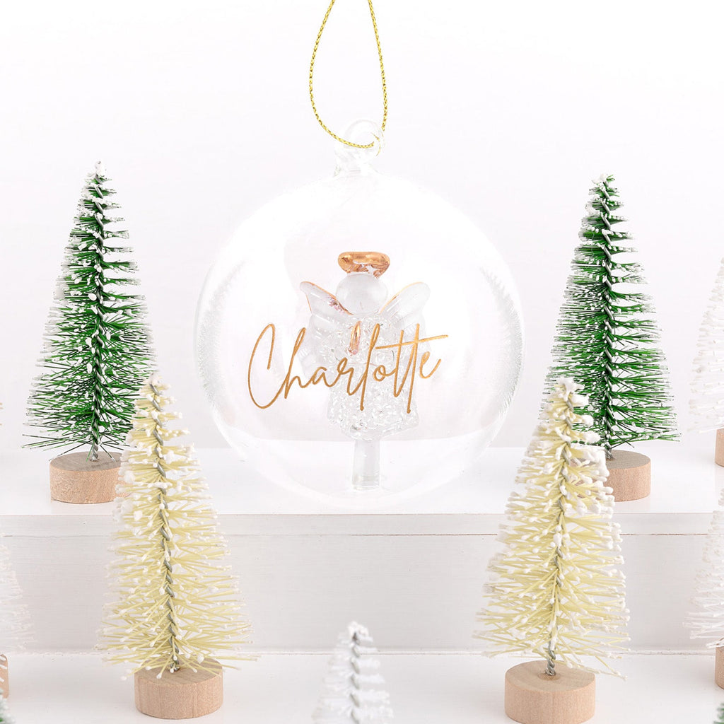 Personalised Christmas Baubles Glass Angel