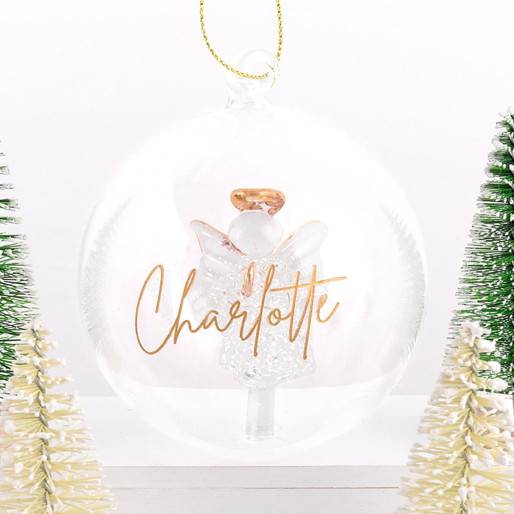 Personalised Christmas Baubles Glass Angel