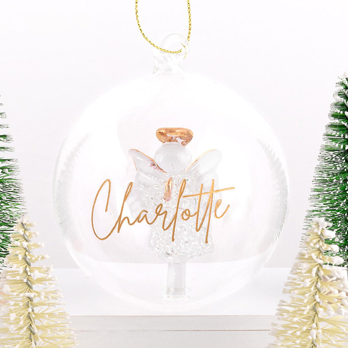 Personalised Christmas Baubles Glass Angel