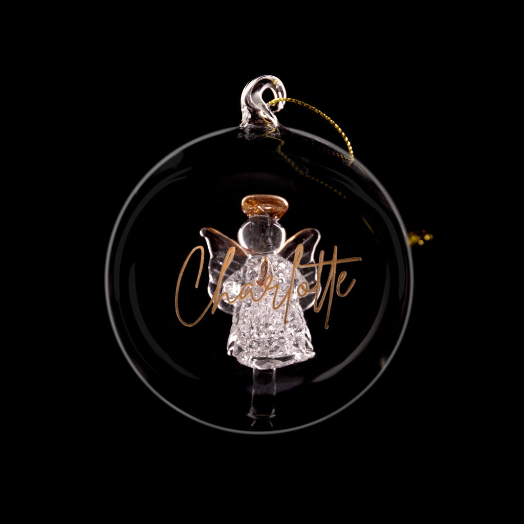 Personalised Christmas Baubles Glass Angel