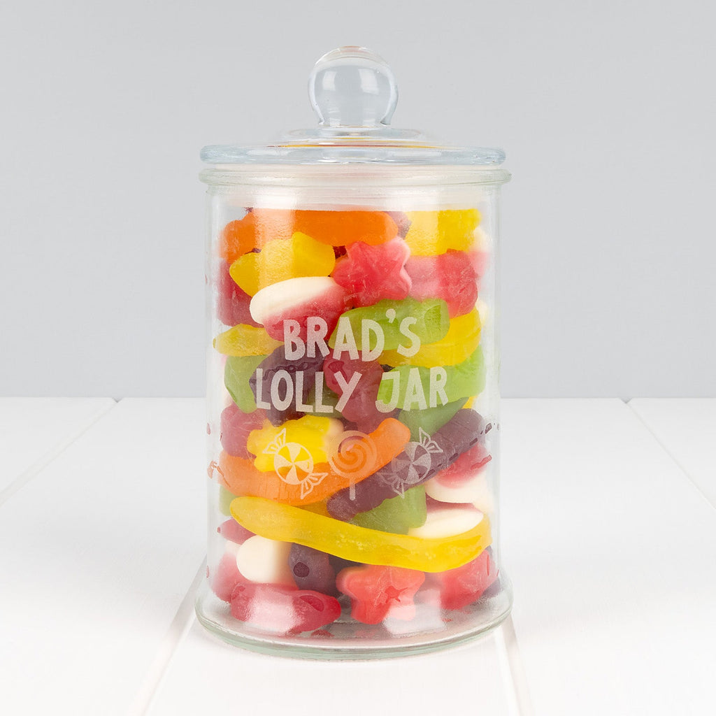 Engraved 650ml Glass Lolly Jar