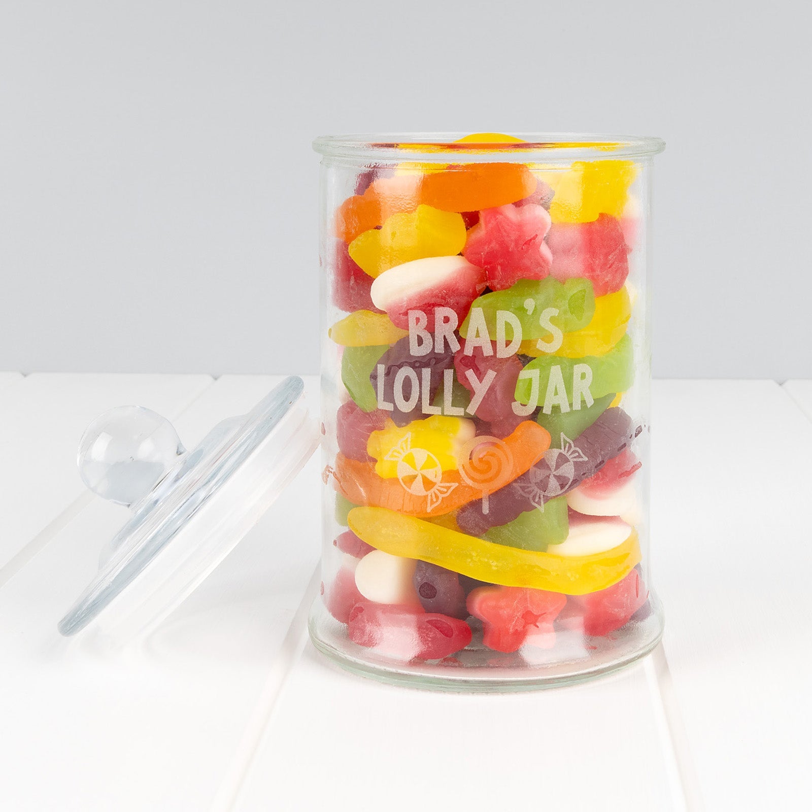 Engraved 650ml Glass Lolly Jar