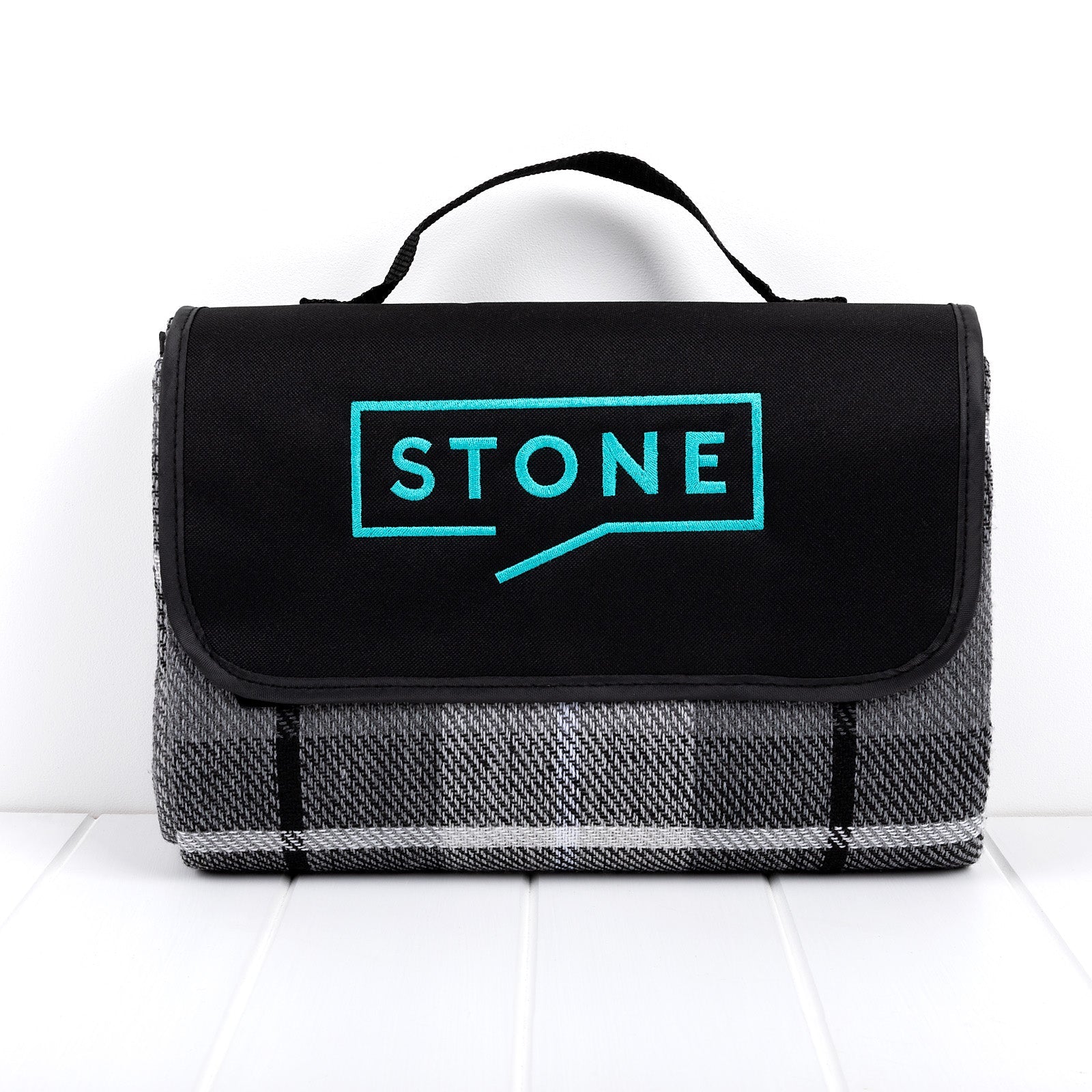 Waterproof picnic blanket with embroidered company logo for corporate gifting