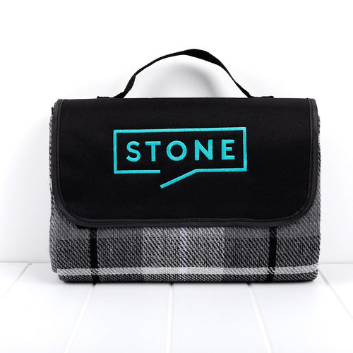 Waterproof picnic blanket with embroidered company logo for corporate gifting