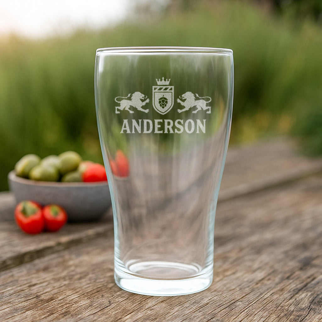 Engraved 425ml Schooner Beer Glass