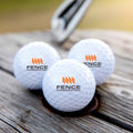 Set of 3 personalised golf balls with company logo printed in colour