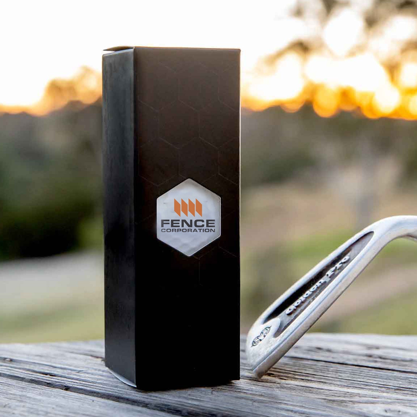 Custom branded golf balls presented in black gift box