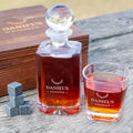 Engraved Rustic Wooden Gift Boxed Decanter Set