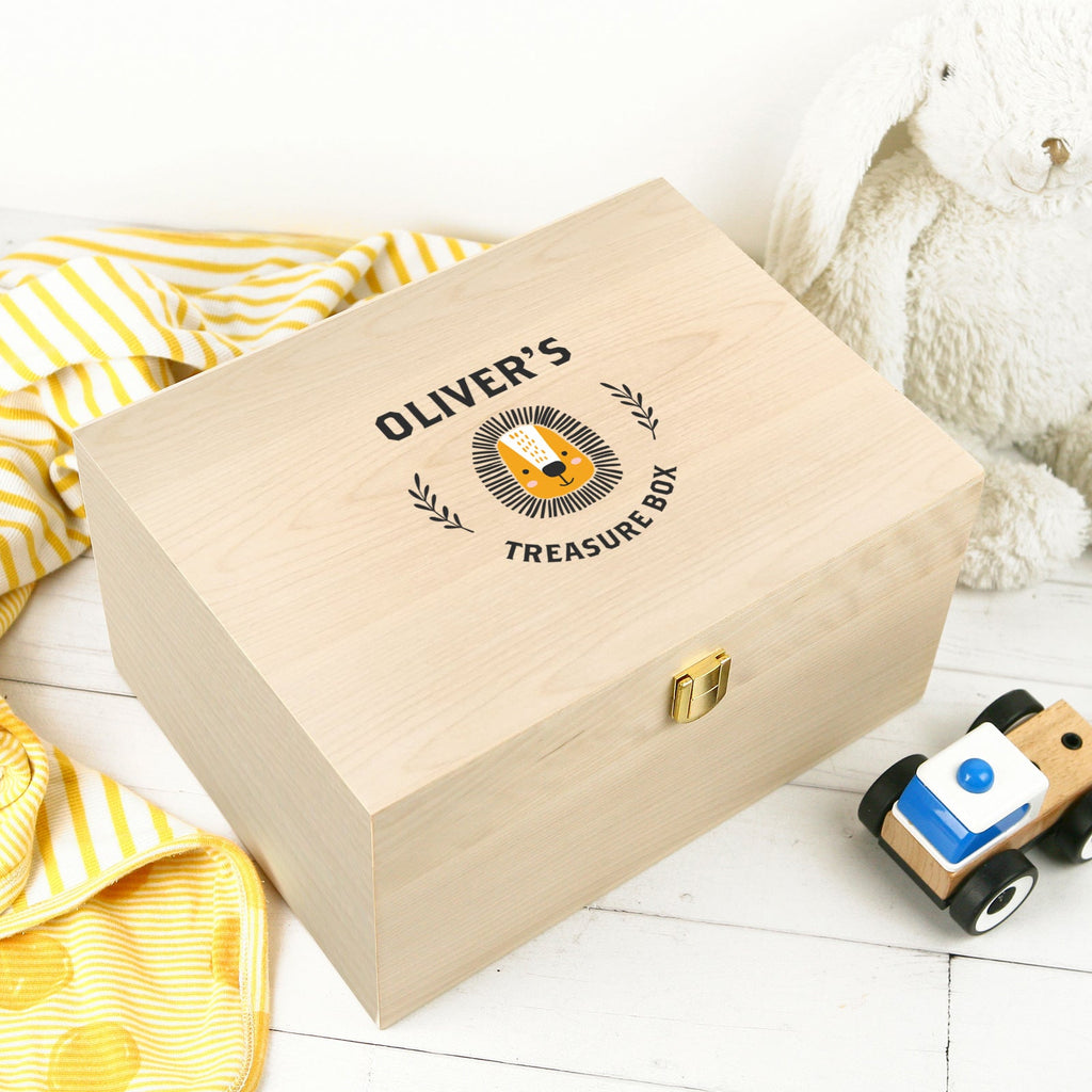 Printed Wooden Treasure Keepsake Box for Boys