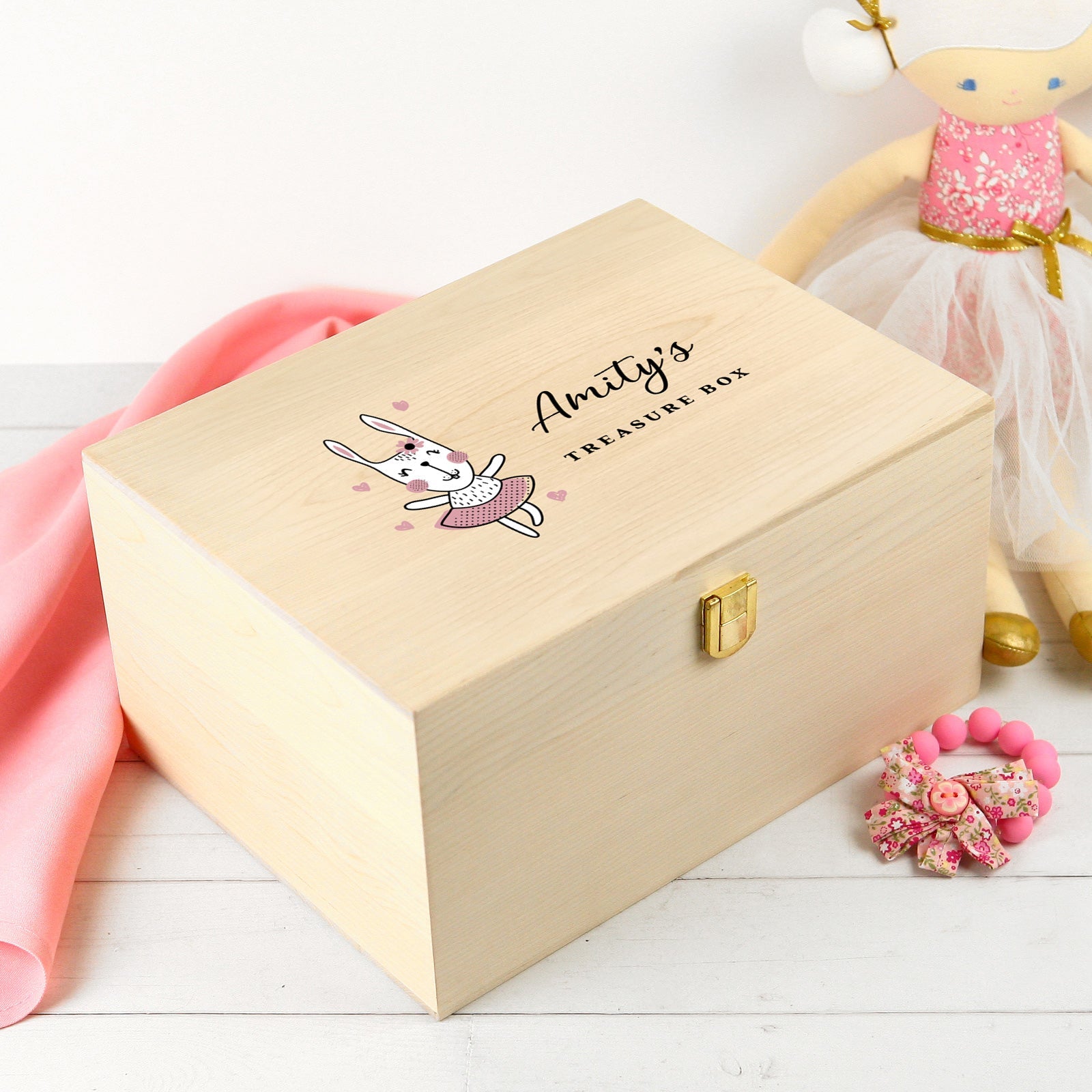 Printed Wooden Treasure Keepsake Box for Girls