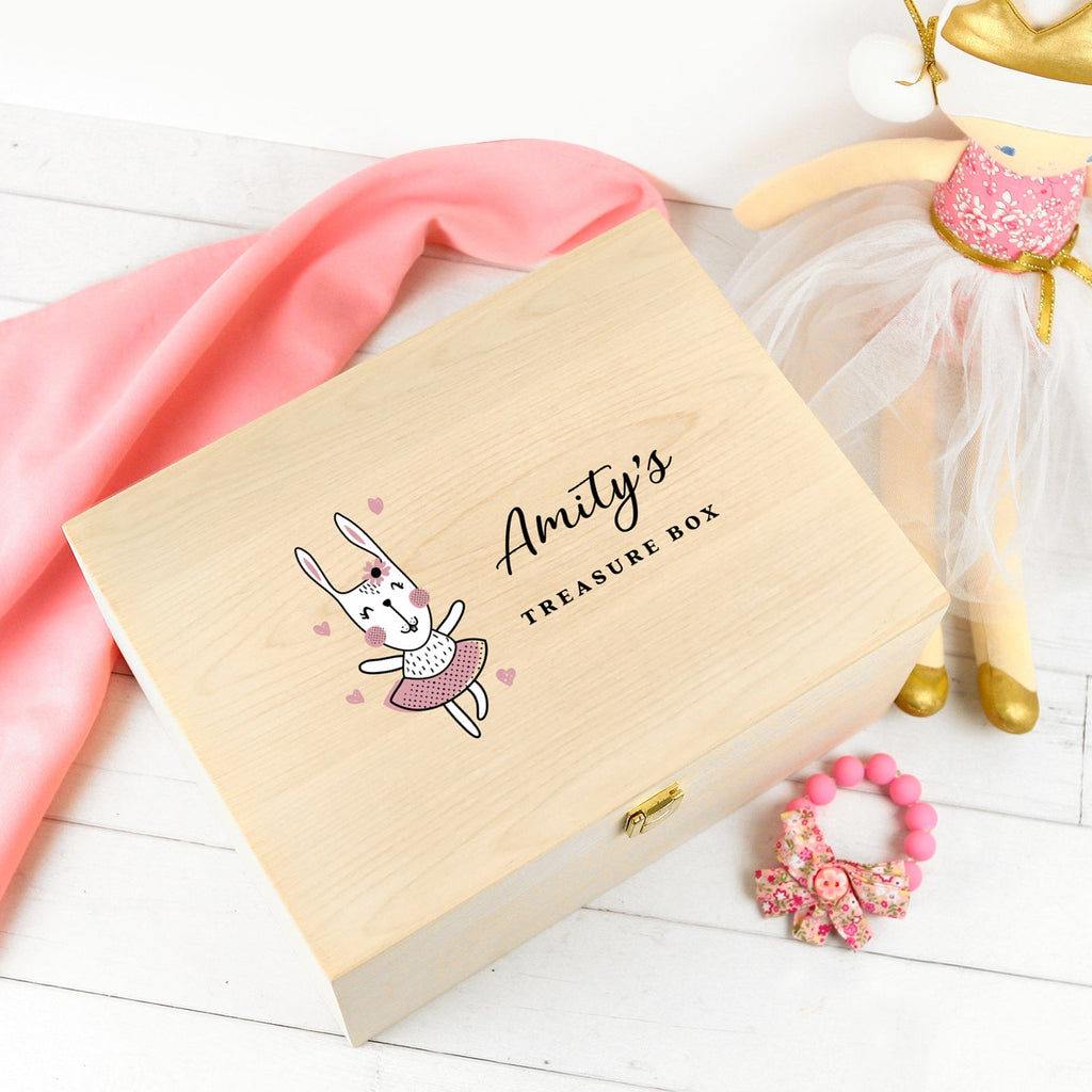 Printed Wooden Treasure Keepsake Box for Girls