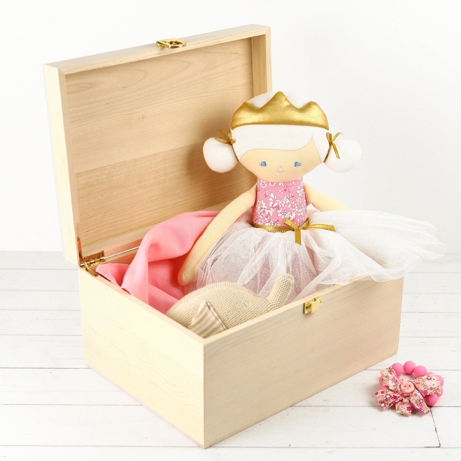 Printed Wooden Treasure Keepsake Box for Girls