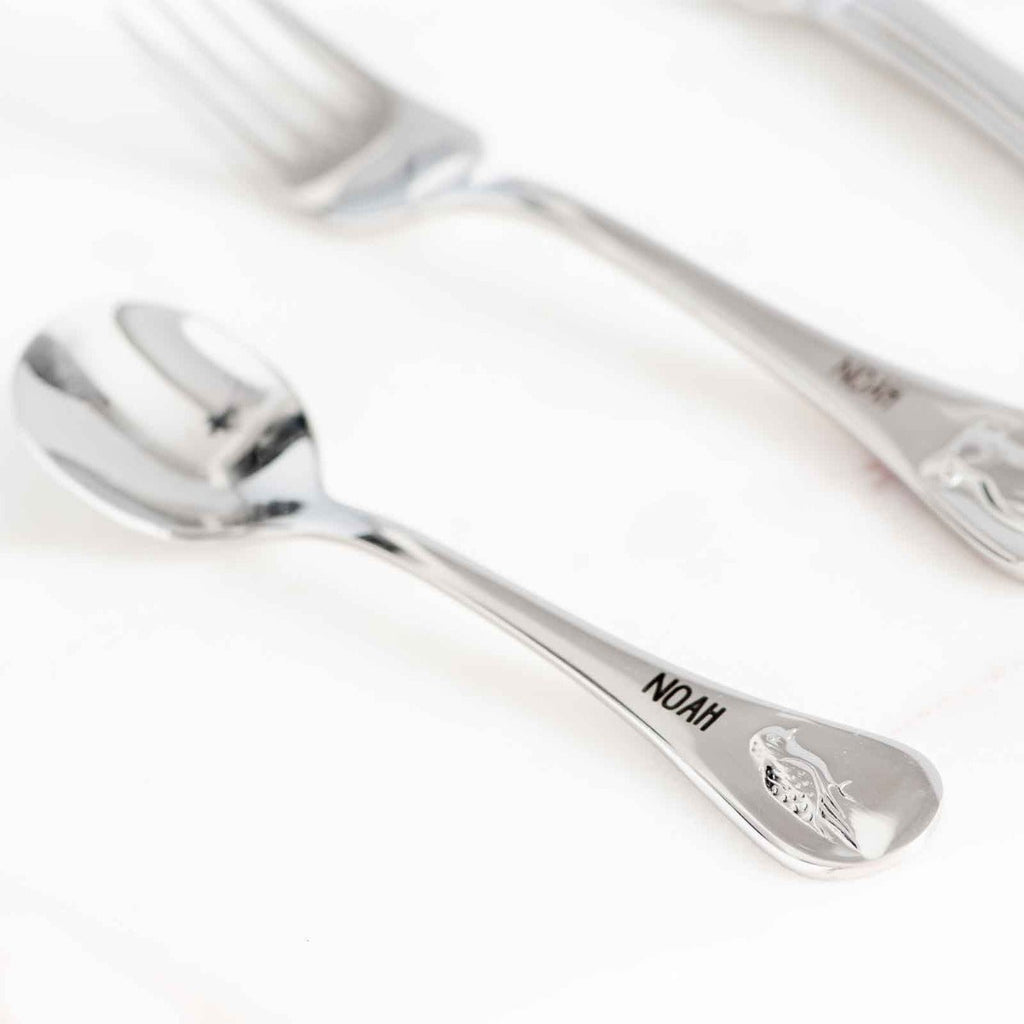 Engraved Stainless Steel Children's Cutlery 4 Piece Set Australian Animals