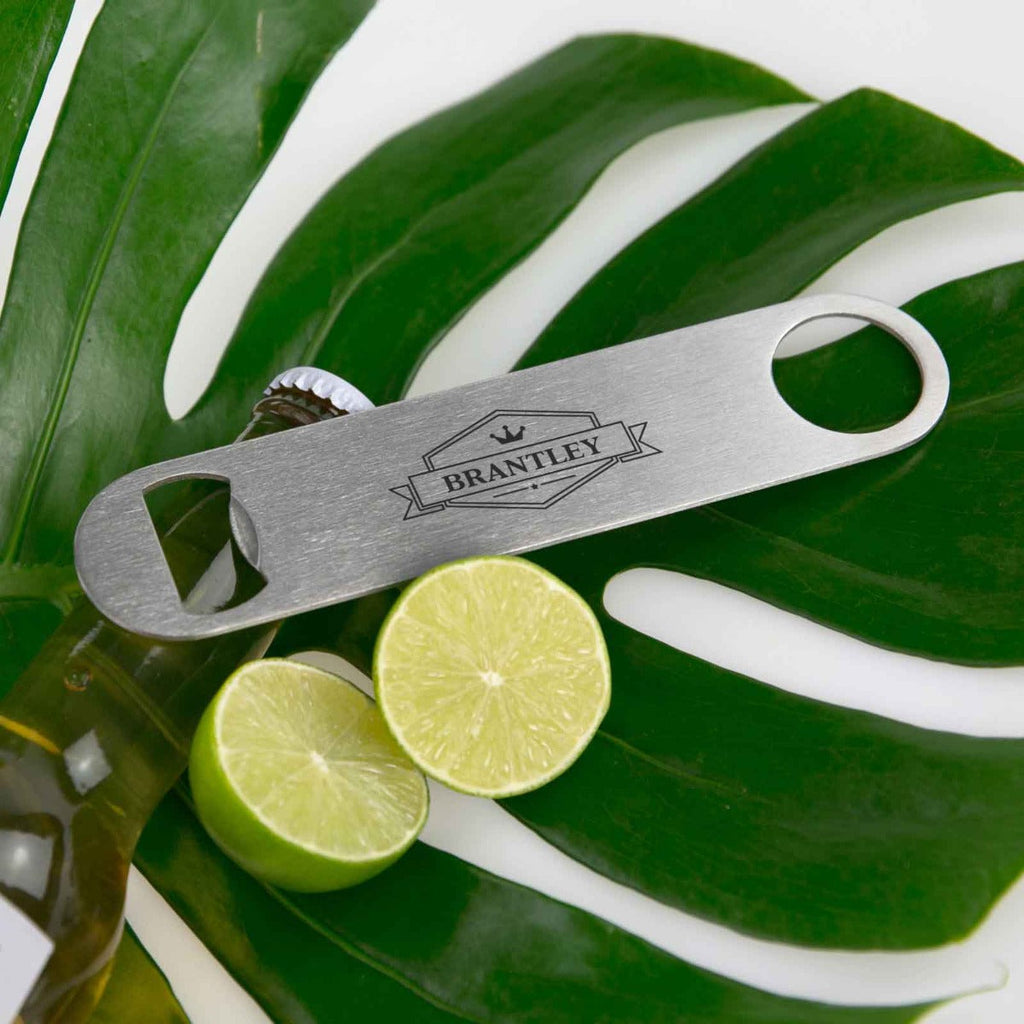 Customised Engraved Bar ware Silver Bar Mate Bottle Opener Present- Lets get ready to stumble