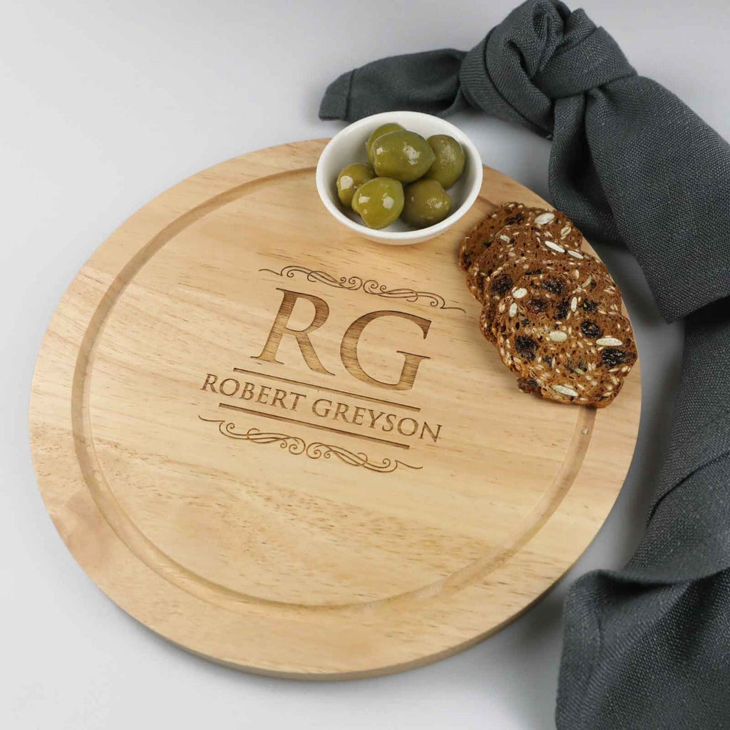 Father's Day Engraved Round Cheese Chopping BBQ Board