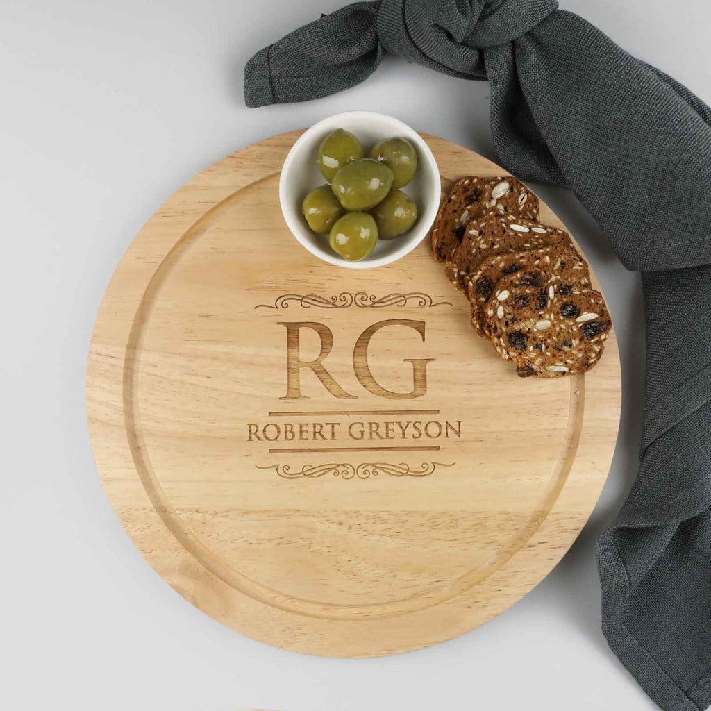 Father's Day Engraved Round Cheese Chopping BBQ Board